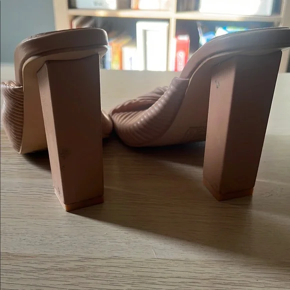 Public Desire Tan Heeled Mules - Picture 2 of 2